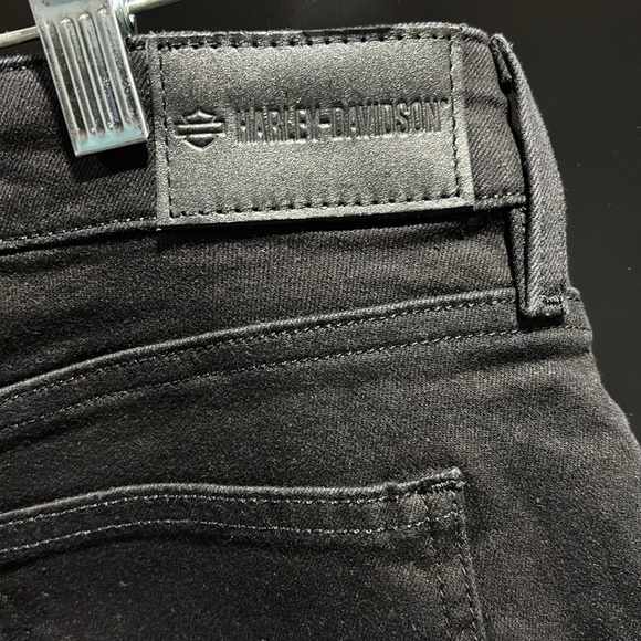 Harley Davidson High Rise skinny black denim Jeans,5 pocket,zip front,logo patch - Picture 5 of 11